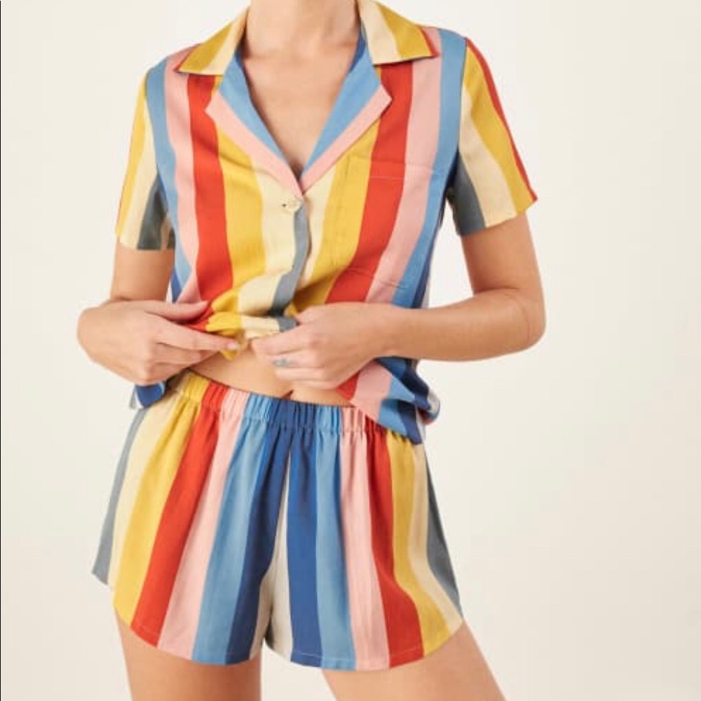 Reformation Rainbow Stripe Pajamas